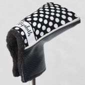 Zwarte polka stip golf headcover dames aangepaste (3/4 voorkant)