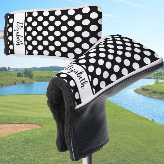 Zwarte polka stip golf headcover dames aangepaste