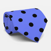 zwarte polka stippen blauwe das (Opgerold)