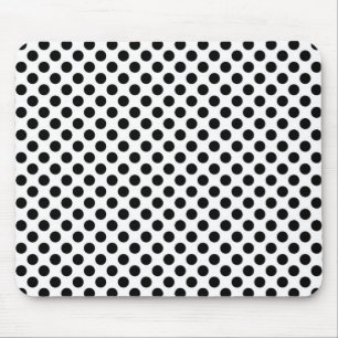 zwarte polka stippen in witte muismat