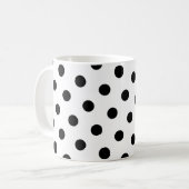 Zwarte polka stippen koffiemok (Voorkant links)