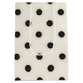 Zwarte polka stippen op Antiek wit Medium Cadeauzakje (Achterkant)