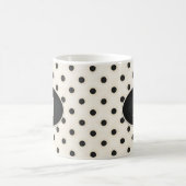 Zwarte polka stippen op Antiek wit monogram Koffiemok (Center)