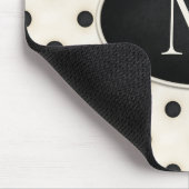 Zwarte polka stippen op Antiek wit monogram Muismat (Hoek)