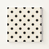 Zwarte polka stippen op Antiek wit Notitieboek (Achterkant)