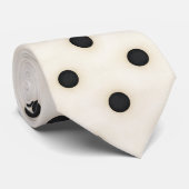 Zwarte polka stippen op Antiek wit Stropdas (Opgerold)