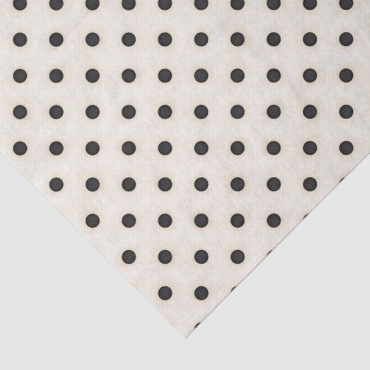 Zwarte polka stippen op Antiek wit Tissuepapier (Detail)