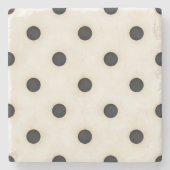Zwarte polka stippen op Antiek wit verontrust Stenen Onderzetter (Voorkant)