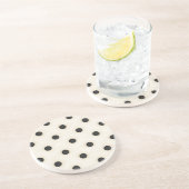 Zwarte polka stippen op Antiek wit verontrust Zandsteen Onderzetter (Zijkant)