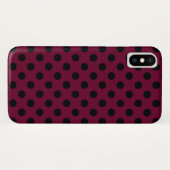 Zwarte polka-stippen op Bourgogne Case-Mate iPhone Case (Achterkant (horizontaal))