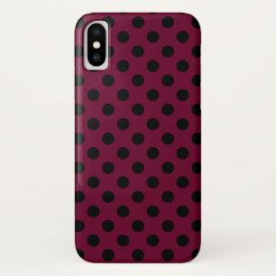 Zwarte polka-stippen op Bourgogne iPhone X Hoesje