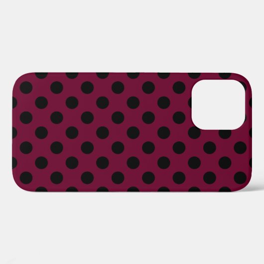 Zwarte polka-stippen op Bourgogne Case-Mate iPhone Case (Achterkant (horizontaal))