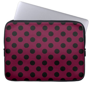 Zwarte polka-stippen op Bourgogne Laptop Sleeve