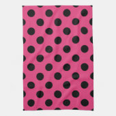 Zwarte polka stippen op fuchsia theedoek (Verticaal)