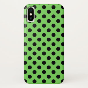 Zwarte polka-stippen op kalkgroen iPhone x hoesje