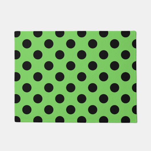 Zwarte polka-stippen op kalkgroen deurmat (Voorkant)