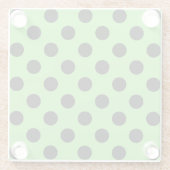 Zwarte polka-stippen op kalkgroen glazen onderzetter (Achterkant)