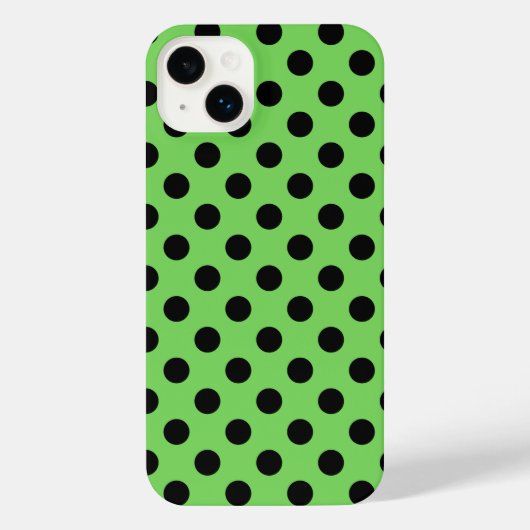 Zwarte polka-stippen op kalkgroen iPhone hoesje (Achterkant)