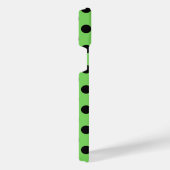 Zwarte polka-stippen op kalkgroen iPhone hoesje (Rechterkant)