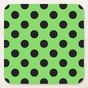 Zwarte polka-stippen op kalkgroen kartonnen onderzetters
