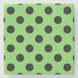 Zwarte polka-stippen op kalkgroen stenen onderzetter
