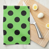 Zwarte polka-stippen op kalkgroen theedoek (Quarter Fold)