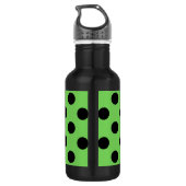 Zwarte polka-stippen op kalkgroen waterfles  (Achterkant)