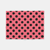 Zwarte polka stippen op koraal fleece deken (Voorkant (Horizontaal))