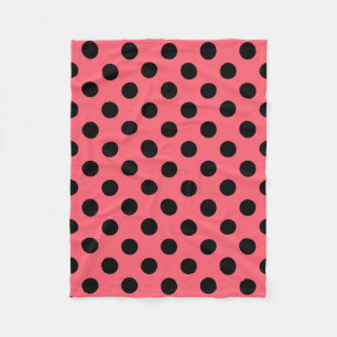 Zwarte polka stippen op koraal fleece deken
