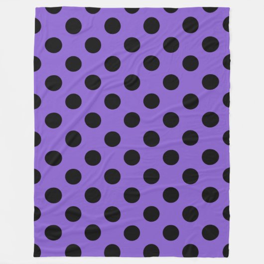Zwarte polka-stippen op lavendel fleece deken (Voorkant)