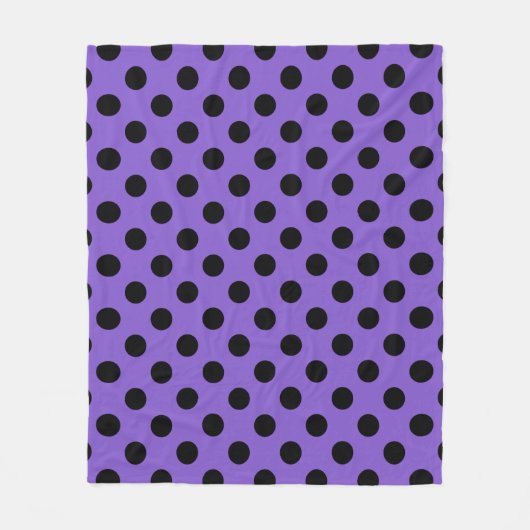 Zwarte polka-stippen op lavendel fleece deken (Voorkant)