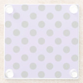 Zwarte polka-stippen op lavendel glazen onderzetter (Achterkant)