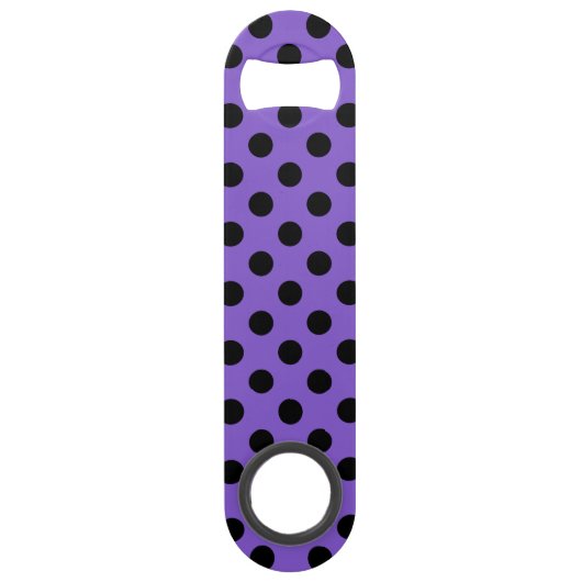 Zwarte polka-stippen op lavendel speed flessenopener (Voorkant)