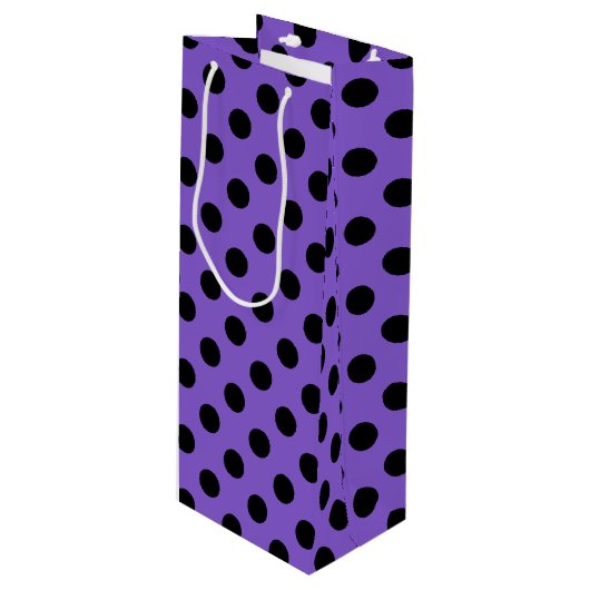 Zwarte polka-stippen op lavendel wijn cadeautas (Voorkant Gekanteld)