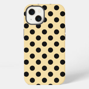 Zwarte polka stippen op lichtgele Case-Mate iPhone 13 Hoesje