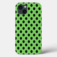 Zwarte polka stippen op limegroene Case-Mate iPhon