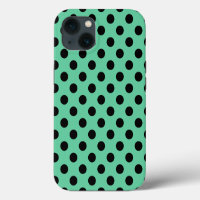 Zwarte polka stippen op mintgroene Case-Mate iPhon