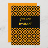 Zwarte Polka stippen op Oranje aangepaste uitnodig Kaart (Voorkant / Achterkant)