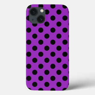 Zwarte polka-stippen op paarse Hoesje-Mate iPhone Case-Mate iPhone Case