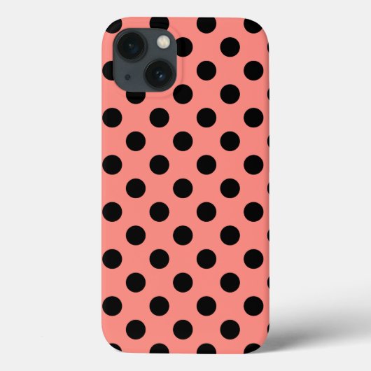 Zwarte polka-stippen op perzikas Hoesje-Mate iPhon Case-Mate iPhone Case (Achterkant)