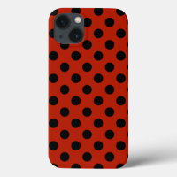 Zwarte polka-stippen op rode Hoesje-Mate iPhone ca