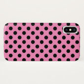 Zwarte polka-stippen op roze Case-Mate iPhone case (Achterkant (horizontaal))