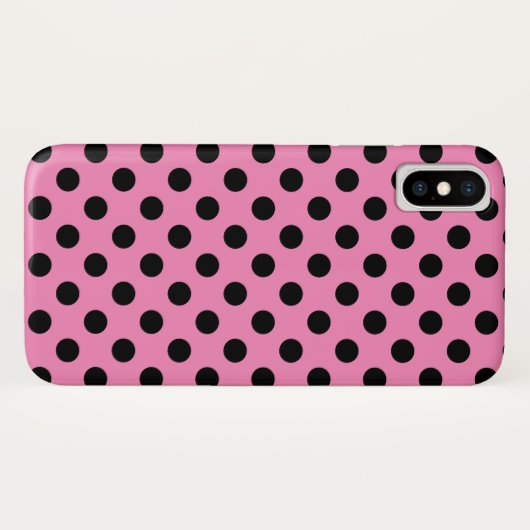 Zwarte polka-stippen op roze Case-Mate iPhone case (Achterkant (horizontaal))