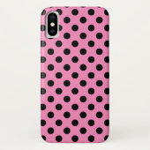 Zwarte polka-stippen op roze Case-Mate iPhone case (Achterkant)