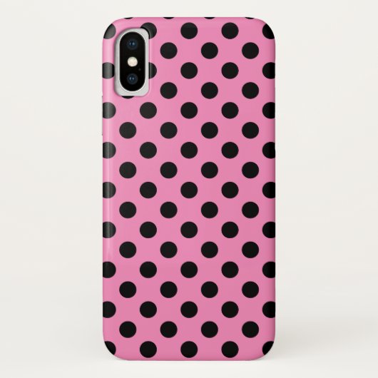 Zwarte polka-stippen op roze Case-Mate iPhone case (Achterkant)