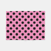Zwarte polka-stippen op roze fleece deken (Voorkant (Horizontaal))