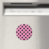 Zwarte polka-stippen op roze magneet (Insitu (Vaatwasser))