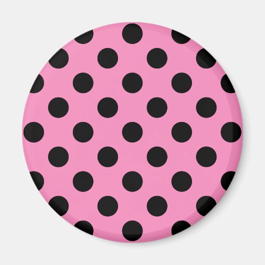 Zwarte polka-stippen op roze magneet (Voorkant)