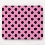 Zwarte polka-stippen op roze muismat<br><div class="desc">Zwarte polka-stippen op roze</div>