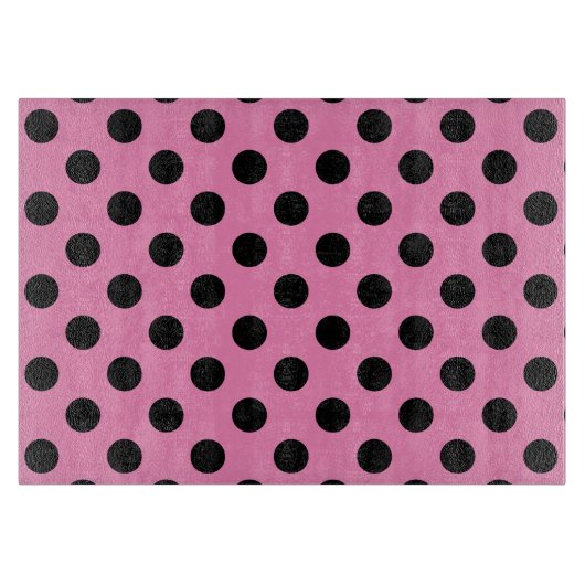 Zwarte polka-stippen op roze snijplank (Voorkant)